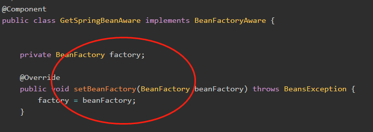 The use of the Aware interface in spring, setting the BeanFactory